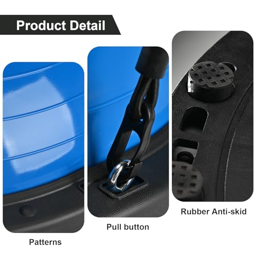 Half Balance Ball Trainer, Half Yoga Exercise Ball with Resistance Bands and Foot Pump, Balance Trainer for Stability Training, Strength Exercise Fitness, Home Gym Workout Equipment - color: Blue