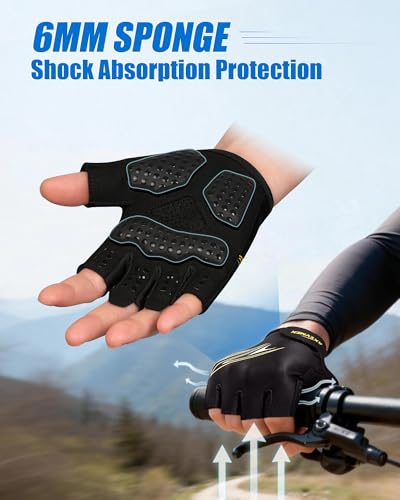 Bike Gloves for Women/Men Cycling Gloves Gym Gloves-[6MM Gel Pad] Half Finger with Shock-Absorbing, Anti-Slip for Cycling, Workout, Training, Weight Lifting, Outdoor, Dirt Bike, Mountain Bike, Riding - size: X-Large