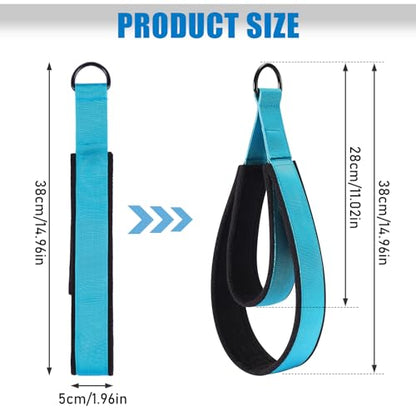 Pilates Straps - Double Loop D-Ring Straps for Reformer, Padded, Home Gym Workout - color: Blue