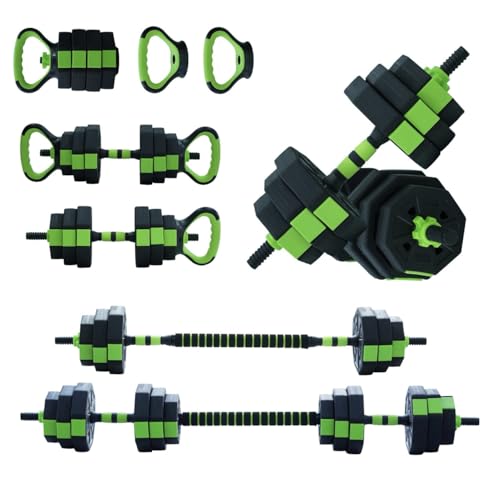 Adjustable Dumbbell Set, 44/66/88 Lbs Free Weight Dumbbells Set, 4 in 1 Dumbbells Set Used As a Kettlebell, Barbell, Push Up Stand, Exercise & Fitness for Home Gym, Black & Green