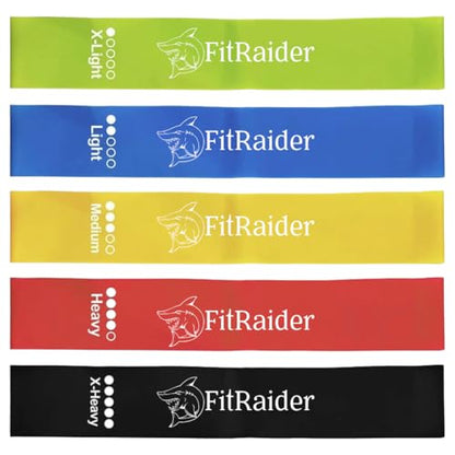 Fit Raider Resistance Bands Set (5 Pack) - Heavy Duty Natural Latex Loop Bands for Legs & Glutes - Workout, Yoga, Pilates & Physical Therapy - Home Gym Fitness