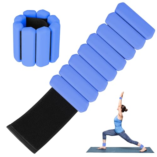 Wrist Weights Set of 2, Wearable Arm & Leg Weights for Women & Men, Adjustable Wrist Ankle Weights for Walking, Yoga, Swimming, Gym, 2lb - color: Blue