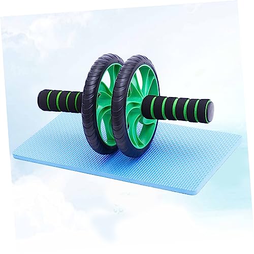 Dual Wheel Abdominal Fitness Roller with Kneeling Pad Back Design for Lightweight Non- Handles Build Muscle and Burn Calories Green