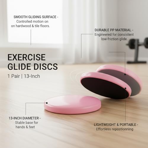 Exercise Glide Discs, 13-Inch PP Core Sliders for Smooth Floors, Home Fitness Pair (1 Pair)