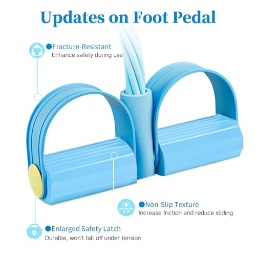 Pedal Resistance Bands with Handles, Upgrade 6-Tubes Elastic Bands for Exercise, Natural Rubber Foot Pedal Resistance Bands, Multifunction Fitness Bands for Abdomen, Waist, Arm, Leg, Pilates - color: Blue