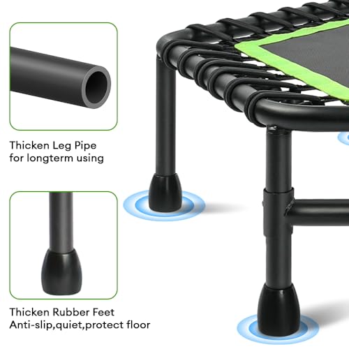 ONETWOFIT 42"/45" Rebounder Trampoline for Adults, Silent Mini Trampoline Indoor Exercise Fitness Trampoline Bungee Rebounder Workout Max Load 330lbs