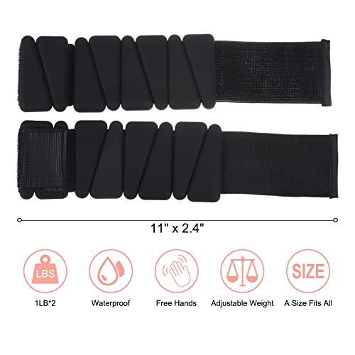 PATIKIL Ankle Weights for Women, 2Lbs Total (1Lb Each) Adjustable Wrist Weights with Removable Weights Arm Weights for Women & Men Yoga Training Walking Jogging Aerobics - color: Black