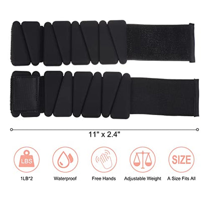 PATIKIL Ankle Weights for Women, 2Lbs Total (1Lb Each) Adjustable Wrist Weights with Removable Weights Arm Weights for Women & Men Yoga Training Walking Jogging Aerobics - color: Black