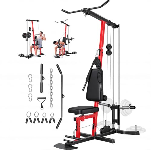 OPPSDECOR Home Gym Equipment, Workout Machine with LAT Pulldown Machine - color: Scarlet