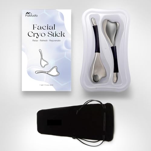 3-in-1 Cryo Gua Sha Facial Tools, Ice Roller Globes for Women Face and Eyes Massager, Unbreakable Stainless Steel Face Sculpting Skin Care Tools, Esthetician Supplies with Carry Case