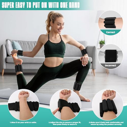 Ankle Weights for Women Men, Silicone Wrist Weights Set of 2 - Wearable Leg Weights/Arm Weights Ideal for for Home Gym Workout, Running, Yoga, Pilates, Barre, Exercise, Strength Training