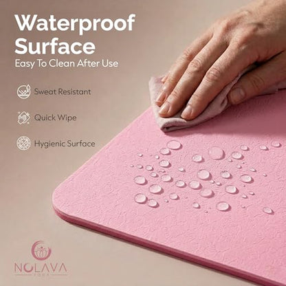 Nolava Yoga Mat with Bag – 72 x 24 inch, 1/4 inch Thick Non-Slip Mat – Includes Slap Band, Black Zippered Carry Tote with Mat Sleeve & Inner Pocket – For Yoga, Pilates, Home or Studio.
