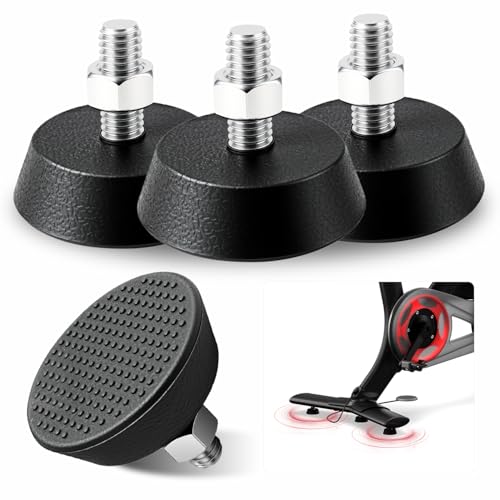 4 Pack Exercise Bike Support Foot Pads Compatible with Peloton OG & Plus, Upgrade Stainless 3/8" Leveling Screws Feet Adjustable, Noise Reduction, Anti-Slip Rubber Shock-Absorbing