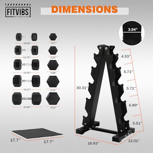 Fitvids Rubber Coated Hex Dumbbell Set with Storage Rack, 100/150/200/550 LB Hand Weight Set with Anti-Slip Grip for Home Gym - size: Dumbbell + A-Rack: 200LBS Set
