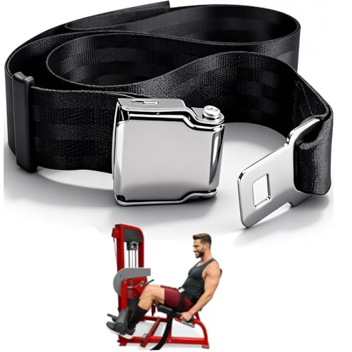 Gym Seatbelt Leg Extension Lifting Seatbelt, Nordic Hamstring Curl Strap on Bench, 4.92ft L, Buckle Squat Collar for Workouts Machine, Home Gym Stretch & Mobilization Exercise for Men Women