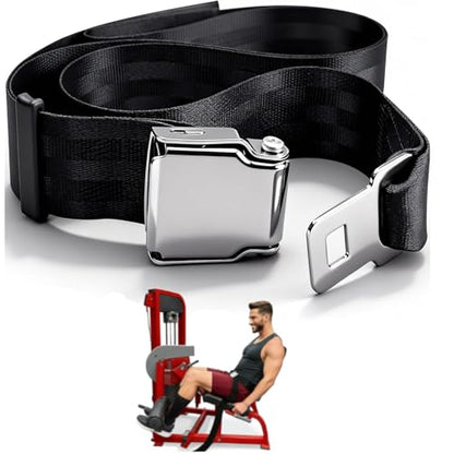 Gym Seatbelt Leg Extension Lifting Seatbelt, Nordic Hamstring Curl Strap on Bench, 4.92ft L, Buckle Squat Collar for Workouts Machine, Home Gym Stretch & Mobilization Exercise for Men Women