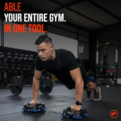 -ABLE Multi-Directional Fitness Gliders (Pair) – Patented 360° All-in-One Bodyweight Training System, Ab Roller, Push Up Bars & Core Sliders – Portable Home Gym Equipment for Full Body, Chest & Ab Workouts