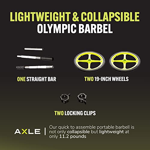AXLE Home Gym Workout Barbells - Barbell Weight Set for Strength Training, Collapsible Equipment for Indoor & Outdoor Workouts for Men, Women, and Youth
