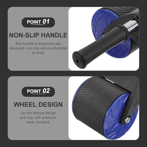 TEHAUX Abdominal Wheel Roller with Automatic Rebound, Fitness Equipment with Knee Pad for Home Use and Abdominal Training, Dual-wheel Exercise Wheel for Strength and Belly Muscle Workouts