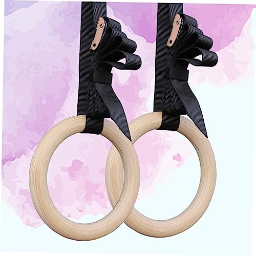 KICHOUSE Adjustable Wooden Gymnastic Straps for Full Body Strength Training Fitness for Core Workouts and Exercises