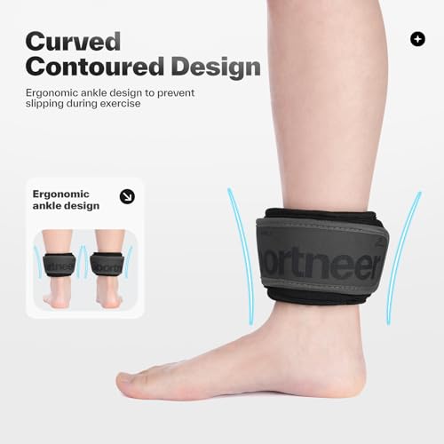 Sportneer Ankle Weights 0.5/1/2/3/5 LBS 1 Pair Wrist Leg Arm Weights - color: Black, size: 0.5 lb x 2