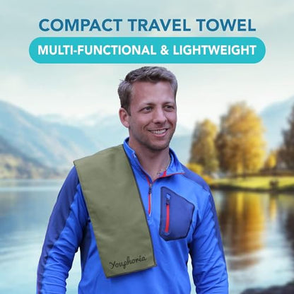 Youphoria Microfiber Travel Towel Fast Drying Lightweight - Quick Dry Towel for Camping, Beach, Backpacking, Hiking & Sport - color: Army Green, style: 28" x 56" (Medium)