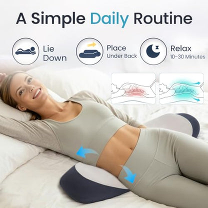 Lumbar Support Pillow for Bed, Double Layer Memory Foam Back Pillow for Lower Back Comfort & Support, Ideal for Office Workers, Drivers & Active Lifestyles