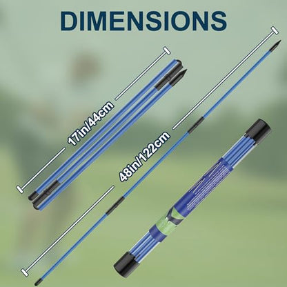 Kulamait 2 Pack Golf Alignment Sticks,Collapsible Golf Alignment Rods 48" Golf Practice Sticks Golf Training Aid for Aiming,Putting,Golf Training Sticks with Clear Tube Case - color: Blue