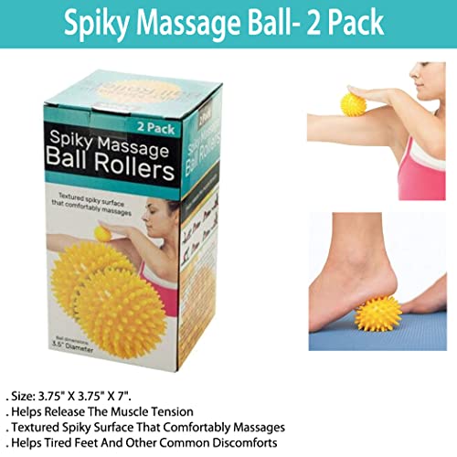 2-Pc Spiky Massage Ball Rollers Set in Yellow