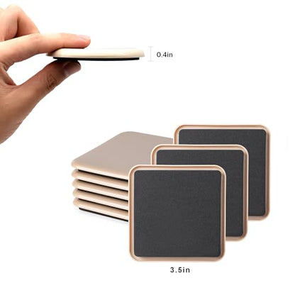 8 Pcs 3 1/2'' Furniture Sliders Pads for Hardwood Floors（Coffee,Square） - size: 3 1/2" Square-8 Pack Coffee