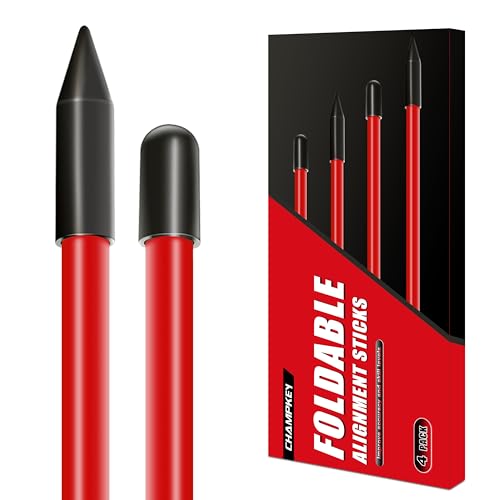 CHAMPKEY Premium Foldable 40" Golf Alignment Sticks 4 Pack - Posture Correction and Shot Accuracy Golf Training Aid - color: Red
