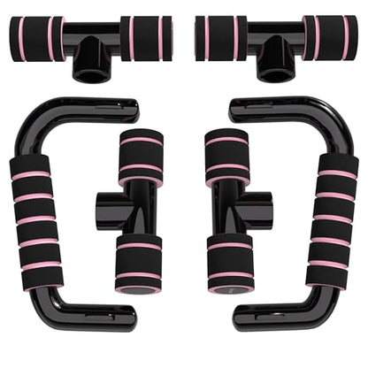 READAEER Push Up Bars Gym Exercise Equipment Fitness 1 Pair Pushup Handles with Cushioned Foam Grip and Non-Slip Sturdy Structure Push Up Bars for Men & Women - color: Pink