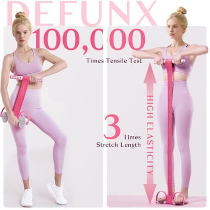 Foot Pedal Resistance Band with Handle Multifunction Tension Rope for Women Exercise Fitness Workout Stirrup Puller - color: Pink
