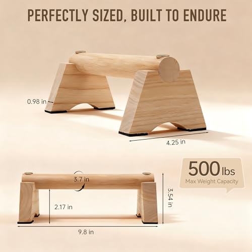 Wood Push up Bar, 2 PCS Parallettes Bars for Men Strength Training, Calisthenics Equipment for Handstand Training - size: 25CM