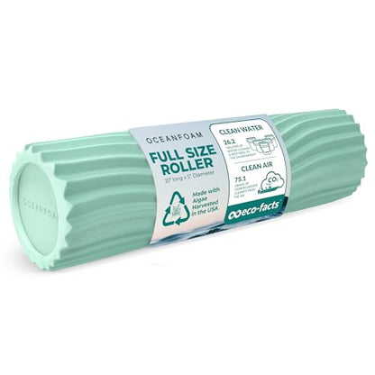 Tidal Roller - Seafoam - Muscle Massage Foam Roller for Back Pain & Stretching - Firm and Ergonomic Wide Wave Textured - Yoga, Athletics, & Wellness - Full Size, 20" x 5" - color: Seafoam