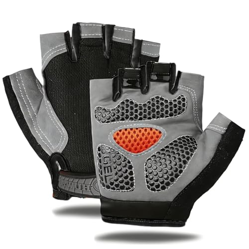 1 Pair Half Finger Cycling Gloves, Breathable Non-Slip Padded Workout Gloves, Lightweight Outdoor Sports Gloves