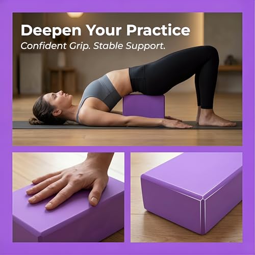 Toyvian Yoga Block High Density Eva Non-Slip Pilates Brick for Stretching Balance and Flexibility Lightweight Exercise Aid for Yoga and Pilates 8.97 X 5.98 X 2.99 in Purple