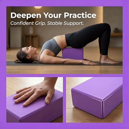 Toyvian Yoga Block High Density Eva Non-Slip Pilates Brick for Stretching Balance and Flexibility Lightweight Exercise Aid for Yoga and Pilates 8.97 X 5.98 X 2.99 in Purple