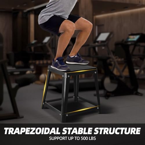 Plyometric Platform 12/18/20/24 Inch Fitness Exercise Jump Box Step for Fitting, Plyometric Jumping Exercise Training - color: Black 4P
