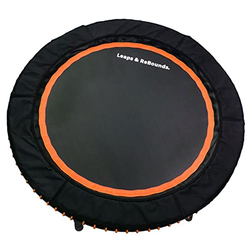 LEAPS & REBOUNDS 48" Adjustable Stability Bar Attachment with 48" Mini Fitness Trampoline and Home Gym Rebounder for Cardio Exercises, Orange