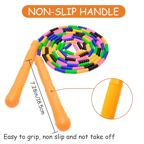 Beaded Jump Rope 1 Pack/2 Pack, ACEONE Segmented Skipping Rope for Kids Adults, Adjustable Tangle-Free Toddler Jumping Rope for Fitness Exercise Training - color: Rainbow Yellow