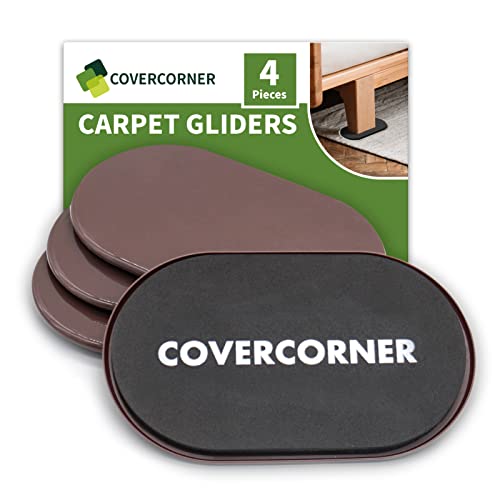 Furniture Sliders for Carpet 4 PCS - 9 1/2" Brown - size: 4 PCS 9 1/2 inch Brown