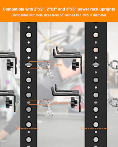 2-in-1 Olympic Barbell Holder Compatible with 2x2 2x3 Power Rack, Heavy Duty Barbell Storage with Resistance Band Anchor, Steel Bar Hanger for 5/8-1 Inch Holes - size: 2x2 2x3 3x3 Power Rack