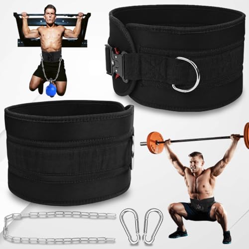 Dip Belt for Weight Lifting & Pull ups - Weighted Belt with 36" Robust Steel Chain, 350lbs Capacity, Workout Belt for Powerlifting, Squats & Dips