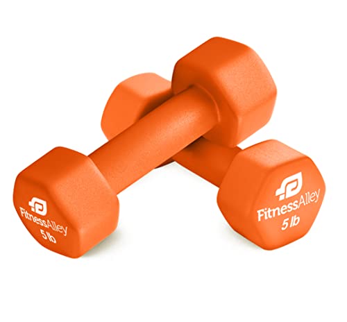 Neoprene Coated Workout Dumbbells set of 2 – Anti Roll, Non Slip with Smooth Grip Fitness & Exercise Dumbbells – Hexagon Shaped Hand Weights for Women & Men – Best Choice for Gyms & home use - color: 05 lb - Orange