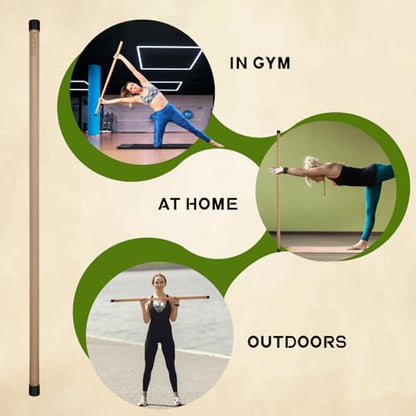 RitFit 5ft Natural Bamboo Yoga Stick, Exercise Stick, Stretching Stick, Versatile Tool for Yoga Practice, Stretching, Flexibility