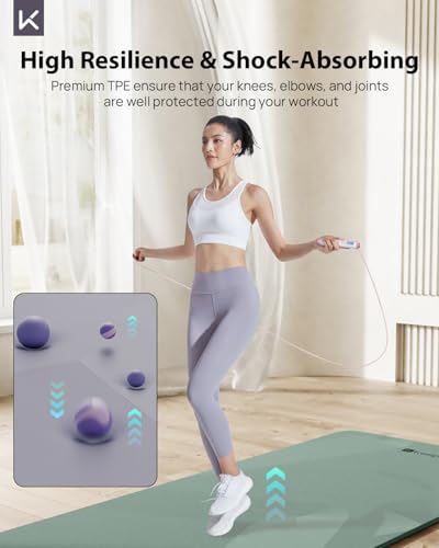 KEEP Extra Wide Yoga Mat, 7mm Thick 72" x 32" Exercise Mat - color: Pale Green