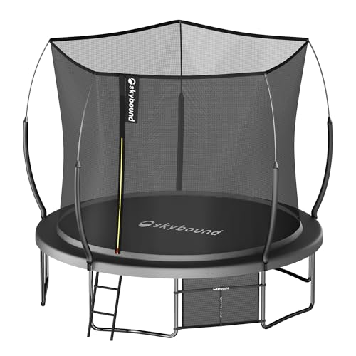 SkyBound 14 FT 12 FT 10FT 8FT 6FT Springless Trampoline for Kids and Adults - Recreational Trampolines with AntiRust Coating - Bungee Cords Outdoor Trampoline for Kids - No-Gap Design Zipper System - color: Black, size: 12 FT | 5 Legs
