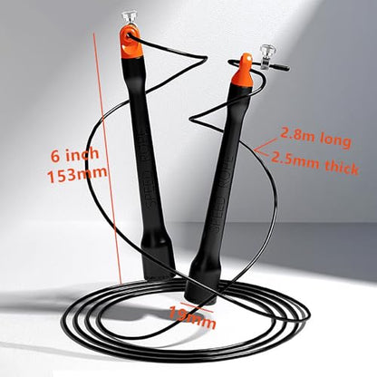 Ultra-Light Speed Rope Jump Rope with Black Ergonomic Handles,PVC Cable, Adjustable Length, for Cardio Training, CrossFit, Boxing - color: Orange