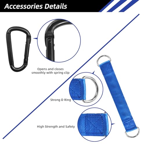LFJ Aluminum Alloy Cable Pulley with Swing Strap Carabiner, 90mm Pulley Wheel for LAT Pulley System DIY Pull Down Attachment,Ladder Lift,Home Gym Equipment - color: Blue-2Pack